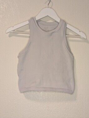 Pro Fit Ribbed Cropped Tank Top in Light Gray